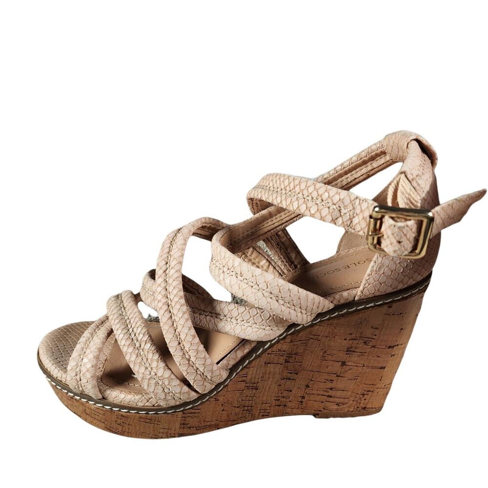 Sole Society Platform Wedge Heel Beige Strappy Sandals Womens 10B/EU40 Shoes EUC